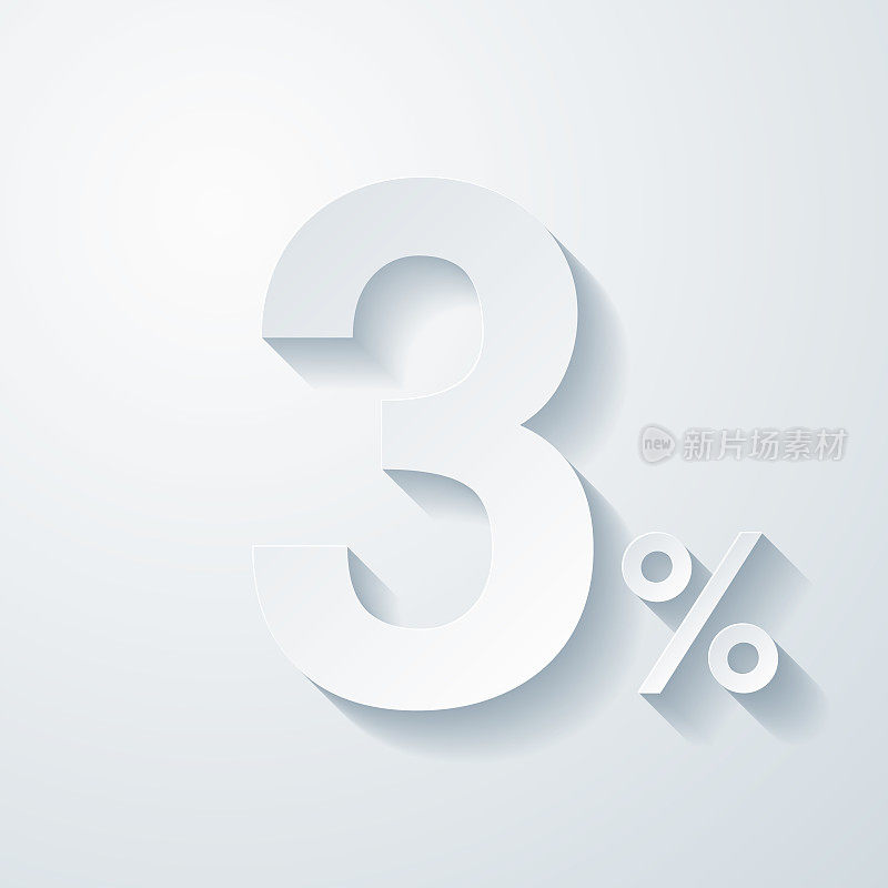 3% - 3%。空白背景上剪纸效果的图标